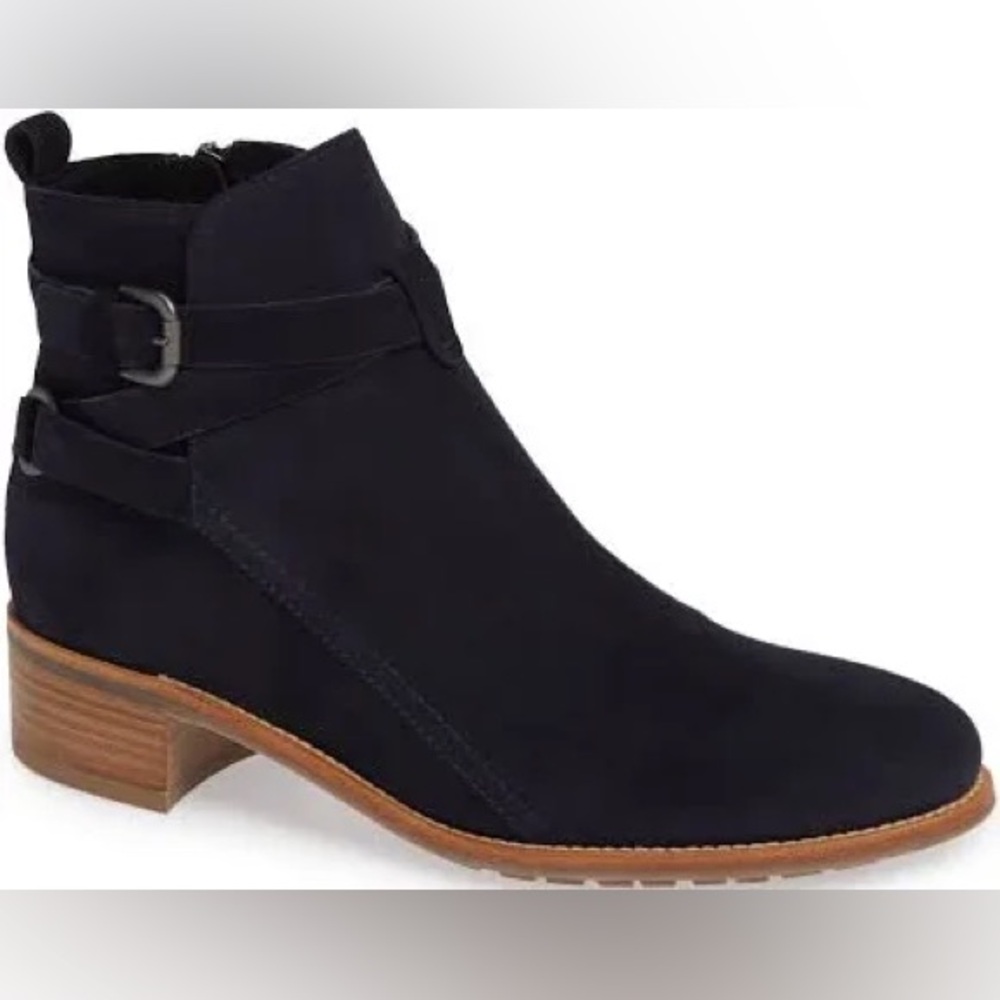 Women’s Aquatalia Odetta Waterproof Suede Booties, Navy, size 9